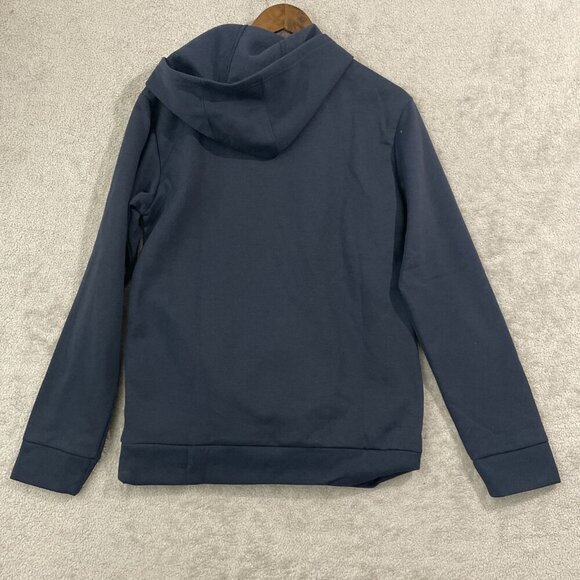 NEW Adidas Men's S Blue Hooded Sweatshirt With Zip Pocket 100% Polyester - Picture 3 of 10